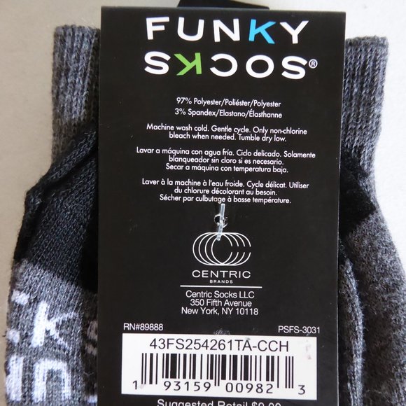 FUNKY SOCKS BRAND MENS BOXER DOG GRAY SOCKS (NEW WITH TAGS) - Picture 6 of 7